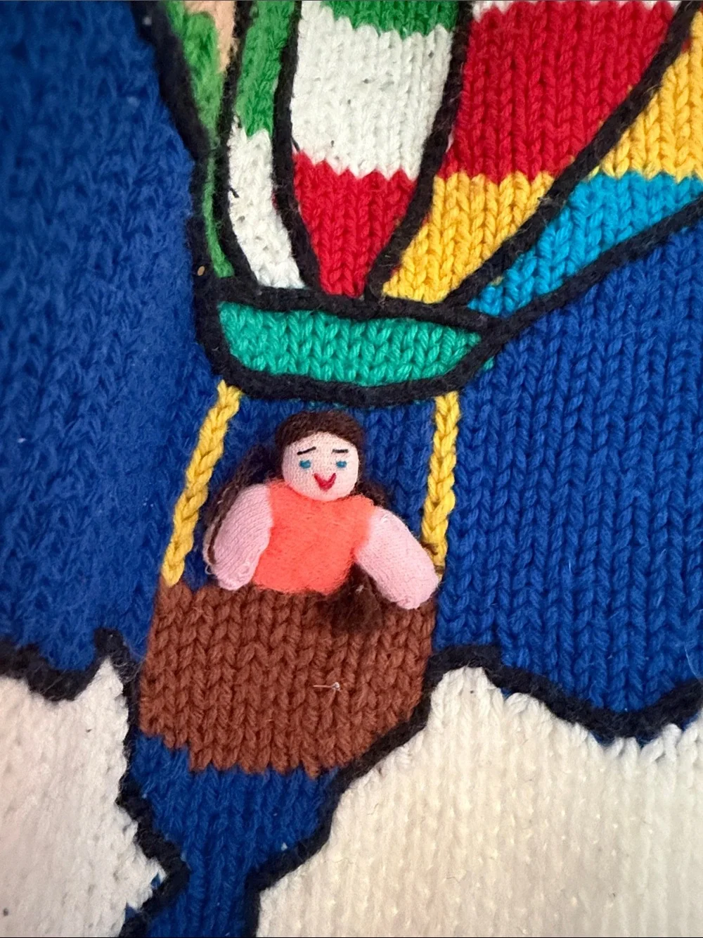 Cotton Salsa Hand Made Women’s Hot Air Balloon Knit Vest - Blue & Red